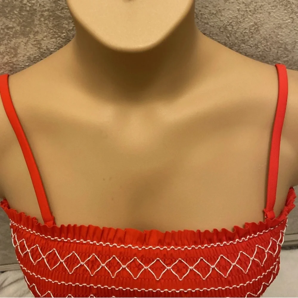 Xhilaration Red Smocked Bikini Top